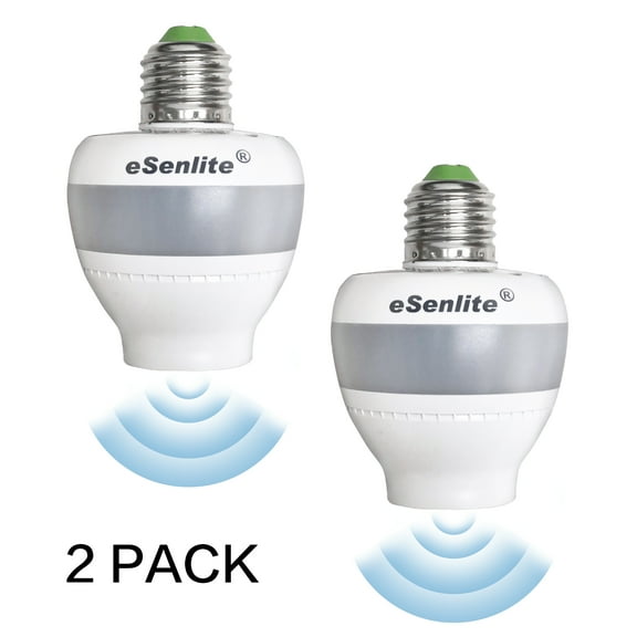 Invisible Motion Activated SMART Bulb Socket (2-Pack) – Retrofit E26/E27 Motion Sensor Light Socket Converts Existing Fixtures to Dusk-to-Dawn Smart Lighting, White