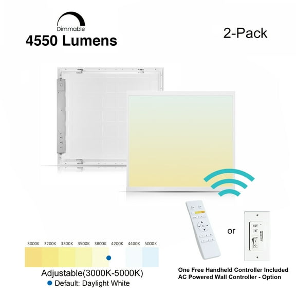 eSenLite 2ft.x2ft. 4200LM LED Commercial Flat Panel Ceiling Light - White (2pcs)