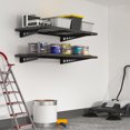 thumbnail image 1 of eShelf 2-Tier Heavy-Duty Steel Garage Wall Shelving Rack, 24" W x 48" D, 440lb Load Capacity, Sturdy Construction, Multiple Mounting Options – Black, 1 of 9