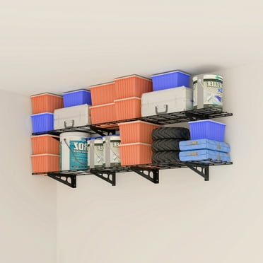 eShelf 2-Pack Wall Shelf Steel Garage Shelving Storage Rack 12" by 72" (1x6 ft) Black