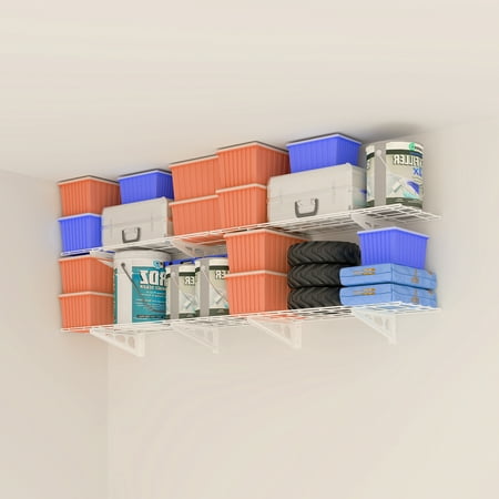 eShelf 2-Pack Wall Shelf Steel Garage Shelving Storage Rack 12" by 72" (1x6 ft) White