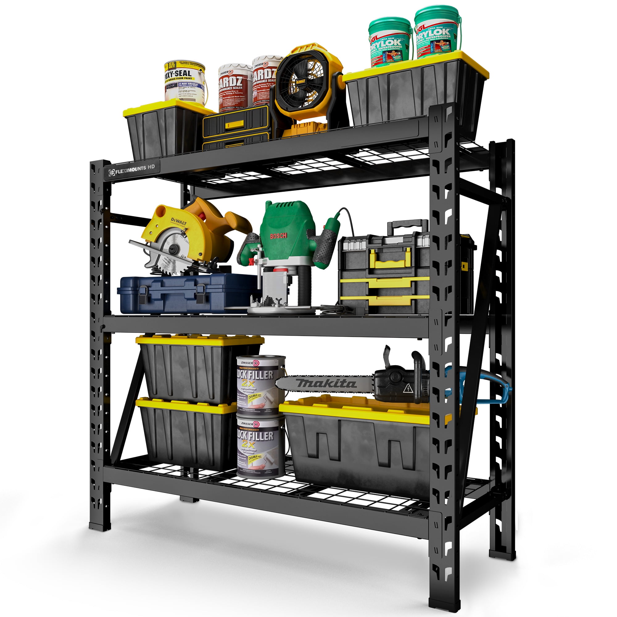 WEN Four-Tier Industrial Steel Storage Rack with Adjustable Shelving ...