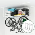 thumbnail image 1 of eShelf 3x6 Heavy Steel Overhead Garage Storage Rack, Adjustable Ceiling-Mounted Organizer with 450lbs Capacity, 4 Hanging Hooks & 22"-40" Height Range, Heavy-Duty Metal Storage System (White), 1 of 9