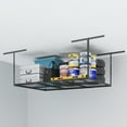 thumbnail image 1 of eShelf 4x6 Heavy Steel Overhead Garage Storage Rack, Adjustable Ceiling-Mounted Organizer with 450lbs Capacity, 22"-40" Height Range, Heavy-Duty Metal Storage System (Black), 1 of 8