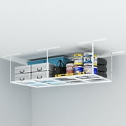 eShelf Stability Heavy Duty Overhead Adjustable Ceiling Storage Rack Garage Storage 4x8 ft - White