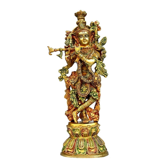 eSplanade Big Size Brass Krishna Kishan Kanhaiya Gopal Idol Murti Statue Sculpture (18")