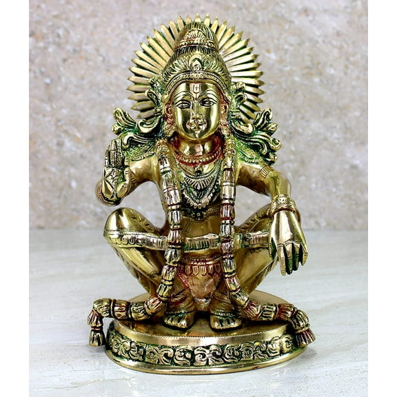 eSplanade Brass Aiyyappa Statue | Ayyappa Swamy | Aiyyappan Statue | Pooja Idols | Home Decor - 9.75" Inches