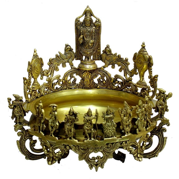 eSplanade - Brass Balaji, Dashavtar, Shankh, Chakra Urli Traditional Bowl Showpiece - Big Size - 17" Inches | Home Decor | Vastu for Home