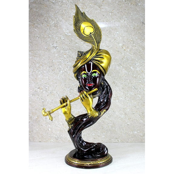 eSplanade Brass Krishna Kishan Murti Idol Statue Sculpture - 21 inches ( Big Size) | Pooja Idols | Home Decor