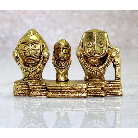 eSplanade Brass Lord Puri Jagannath, Balaram and Subhadra maa Idol for Decor Idol Murti Statue - 2.75 inches