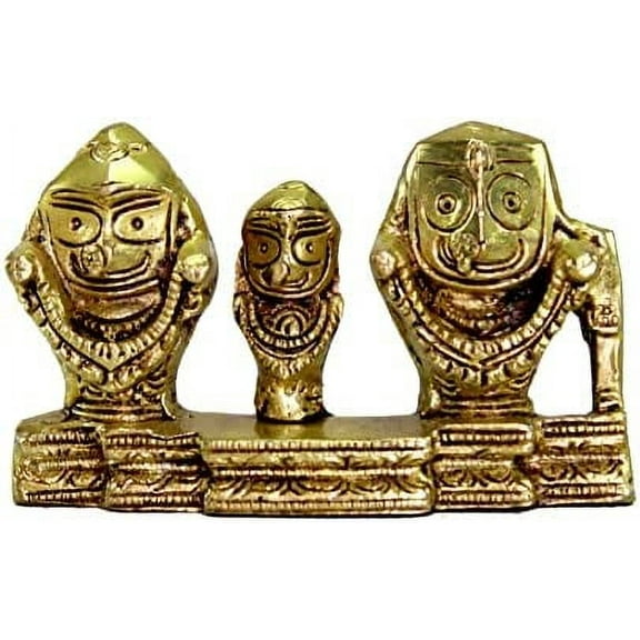eSplanade Brass Lord Puri Jagannath, Balaram and Subhadra maa Idol for Decor Idol Murti Statue - 2.75 inches