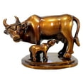 thumbnail image 1 of eSplanade - Kamadhenu Kamdhenu Holy Cow and Calf Sculpture Showpiece | Beautiful Lucky Figurine - Home Decor | Brass - 4" Inches, 1 of 6