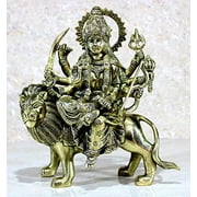 eSplanade Maa Durga MATA Rani Maa Shera Wali Murti Idol Statue Sculpture | Pooja Idols - Home Decor | Brass - 8.5" Inches