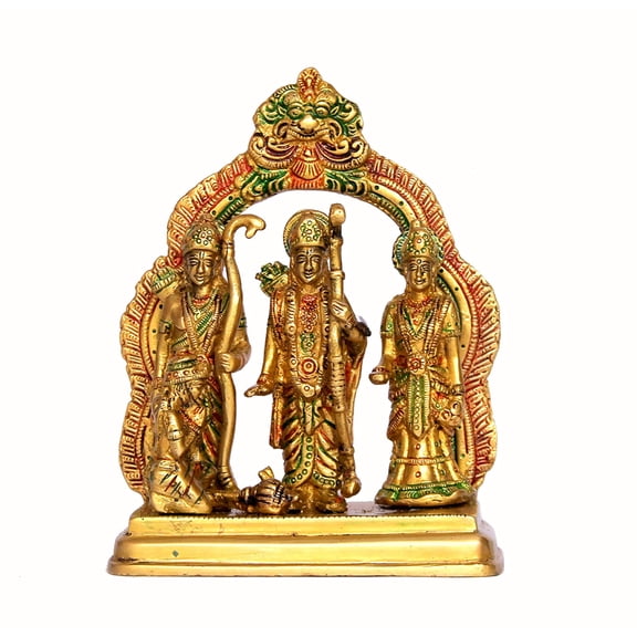 eSplanade - Ram Darbar - Rama, Sita, Laxman, Hanuman | Murti Idol Statue Sculpture - Pooja Idols | Home Decor | Brass - 6.75" Inches - Multicolour
