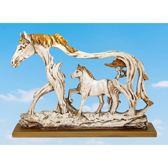 eSplanade Resin Horse with Baby Horse (Foal) Sculpture or Showpiece - 10.25" inches | Home Decor | Fengshui, Good Luck Figurines
