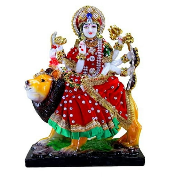 eSplanade Resin Maa Durga MATA Rani Sherawali Murti Idol Statue Sculpture -10 inches | Pooja Idols | Home Decor
