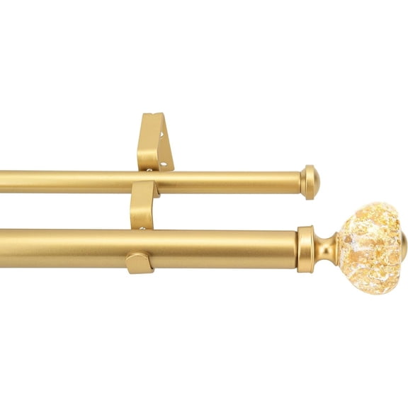 eTeckram 1" Double Curtain Rod with Grande Finials,Gold,84‘’-120‘’