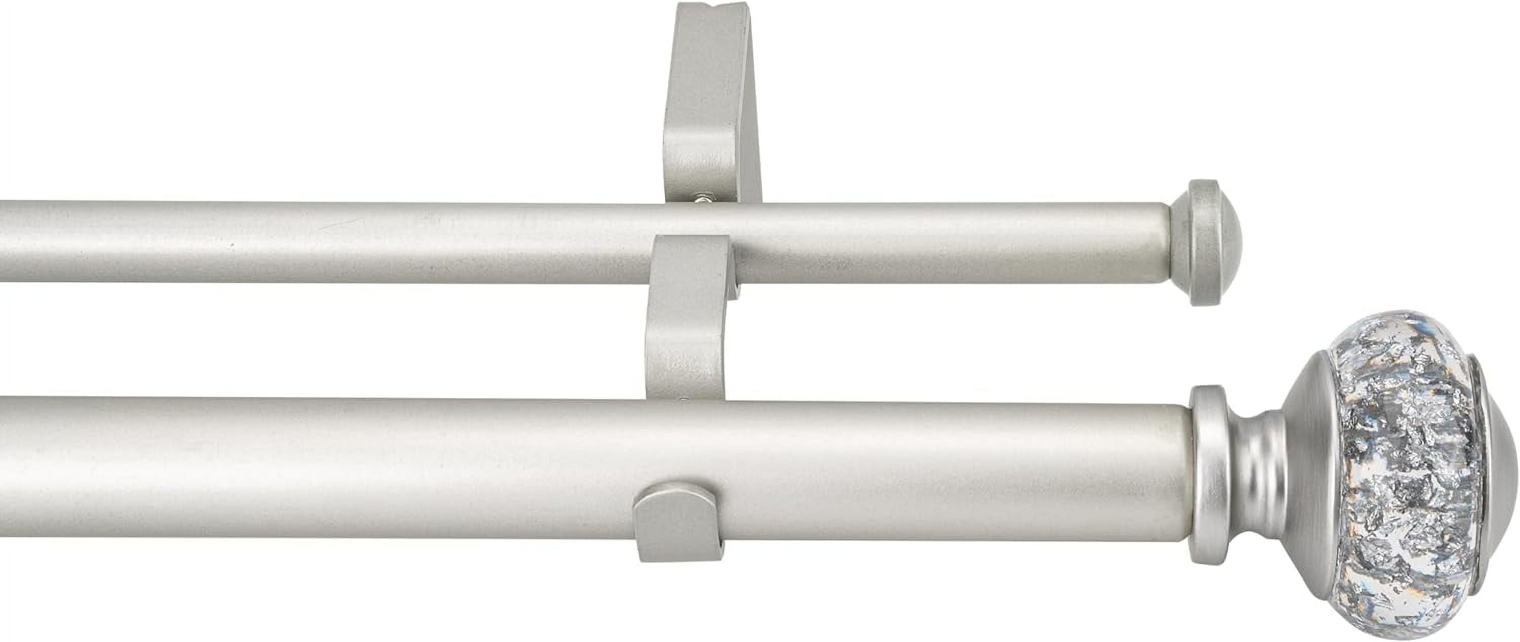 eTeckram 1" Double Curtain Rod with Leville Finials,Silver,84‘’-120‘’