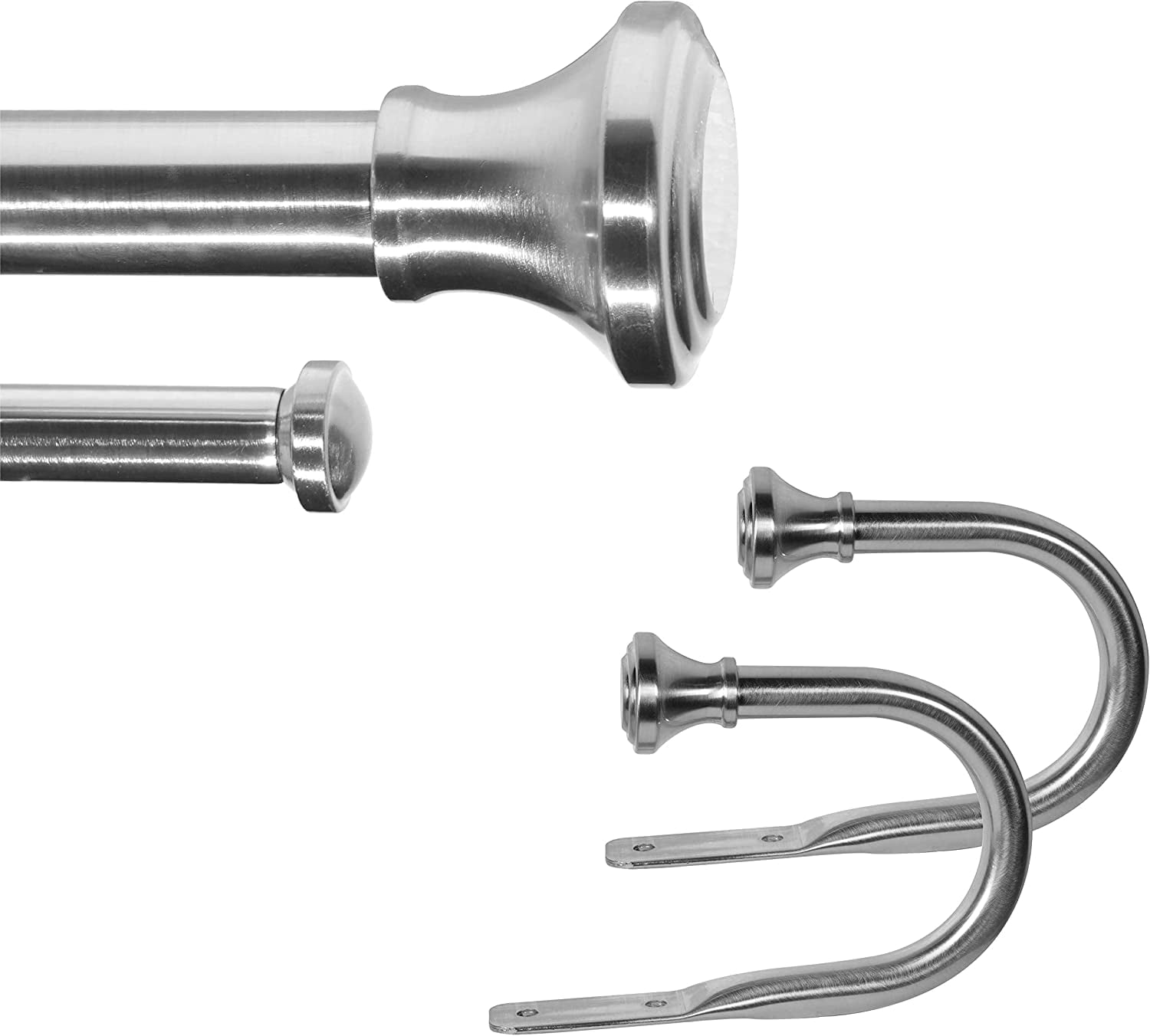 Sand Nickel Adjustable Double Curtain Rod with Trumpet Finials