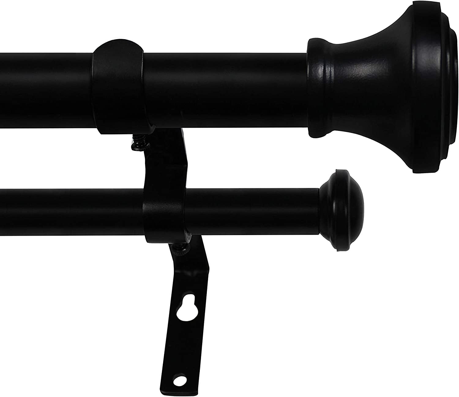 eTeckram 1" Double Curtain Rod with Trumpet Finials - 28''to 48'', Black