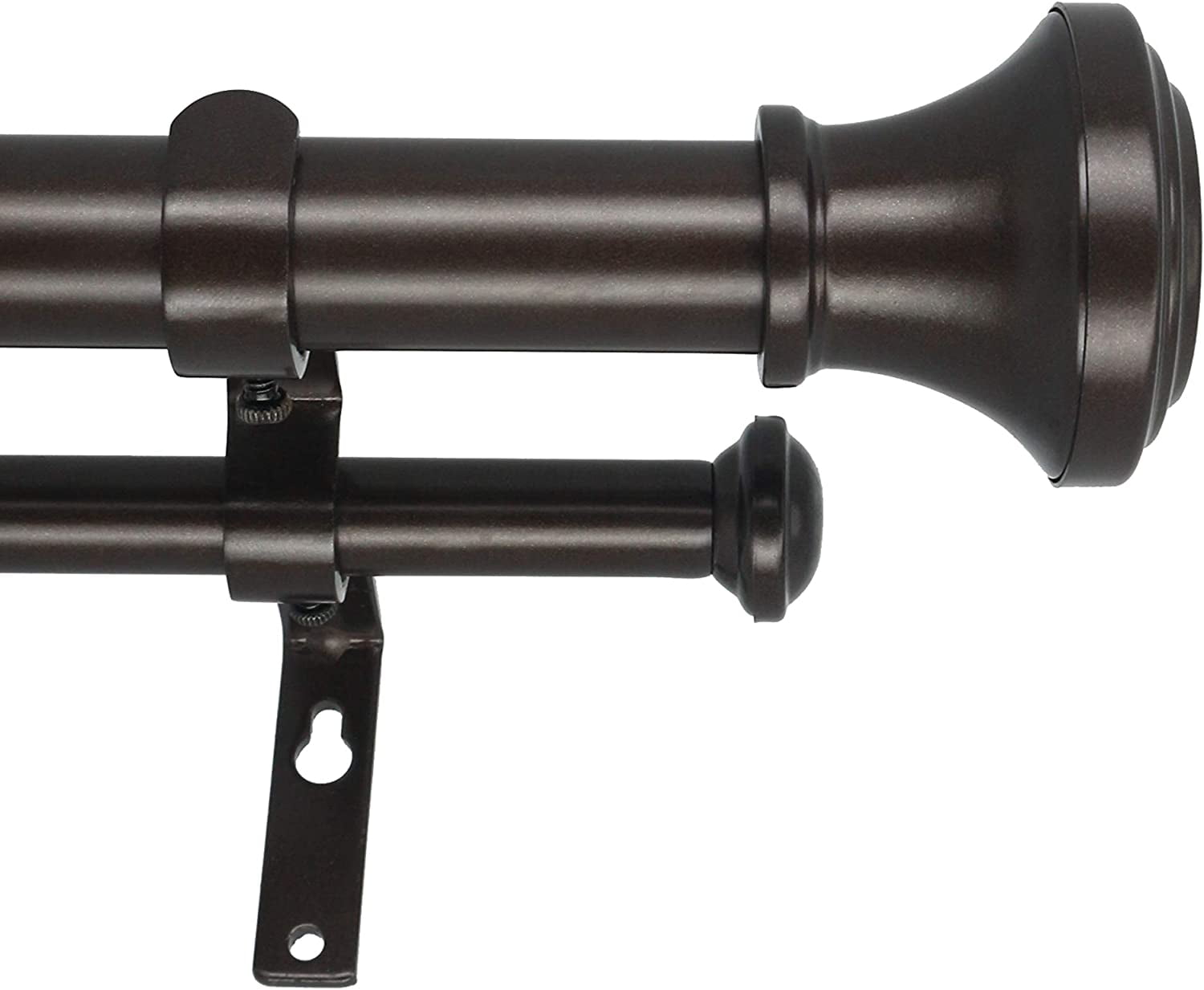 eTeckram 1" Double Curtain Rod with Trumpet Finials - 48''to 84'', Oil-Rubbed Bronze