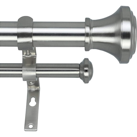 eTeckram 1" Double Curtain Rod with Trumpet Finials - 48''to 84'',Sand Nickel