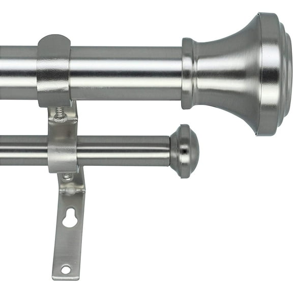 eTeckram 1" Double Curtain Rod with Trumpet Finials - 48''to 84'',Sand Nickel