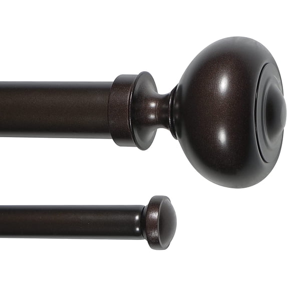 eTeckram 1" Double Curtain Rod with Urm Finials - 84" to 120", Oil-Rubbed Bronze