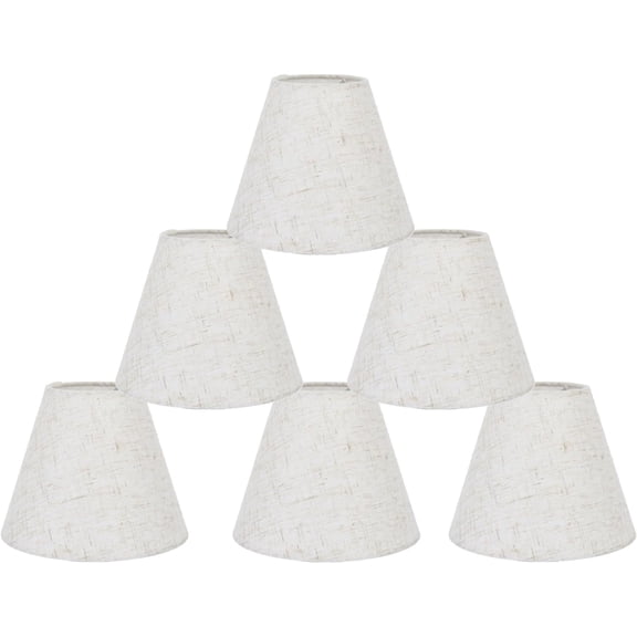 eTeckram 3x6x5 100% Natual Linen Chandelier Lamp Shades, Set of 6