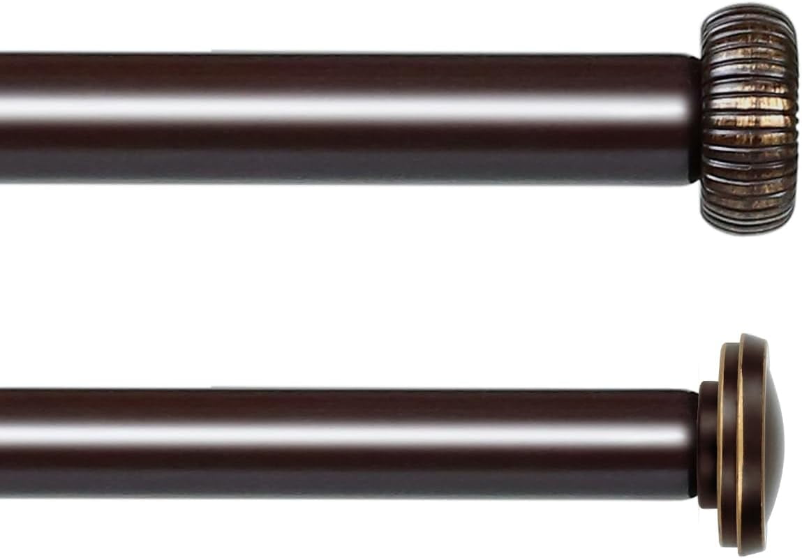eTeckram 5/8" Double Curtain Rod with Adette Finials,Bronze Gold,48‘’-84‘’