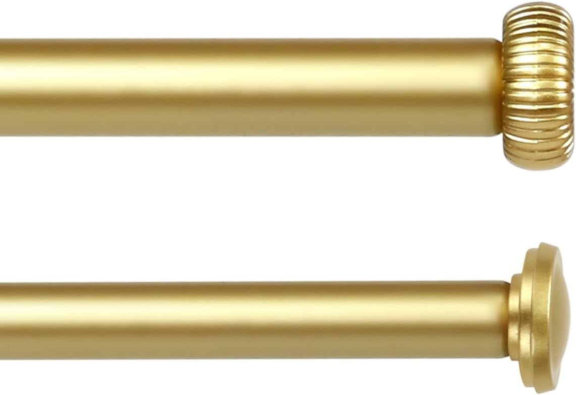 eTeckram 5/8" Double Curtain Rod with Adette Finials,Gold,48‘’-84‘’