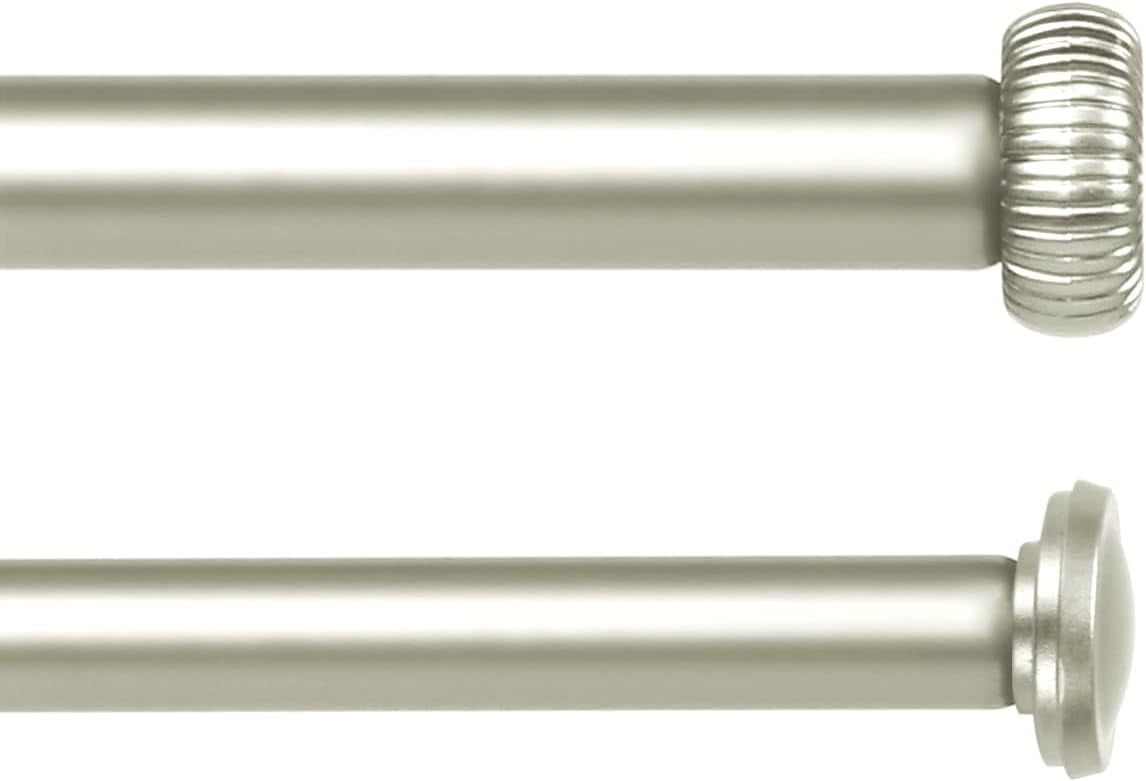 eTeckram 5/8" Double Curtain Rod with Adette Finials,Pewter,48‘’-84‘’