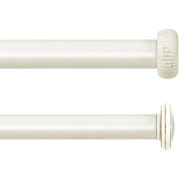 eTeckram 5/8" Double Curtain Rod with Adette Finials,Weathered White,28‘’-48‘’