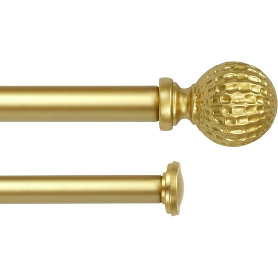 eTeckram 5/8" Double Curtain Rod with Balle Finials,Gold,28‘’-48‘’