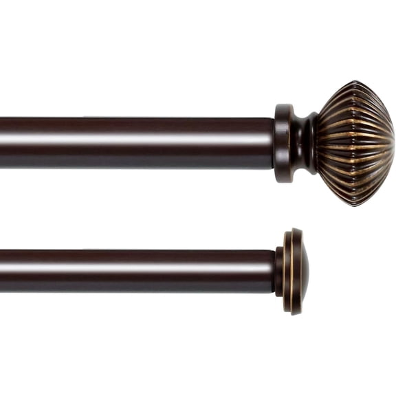 eTeckram 5/8" Double Curtain Rod with Bateau Finials,Bronze Gold,28‘’-48‘’
