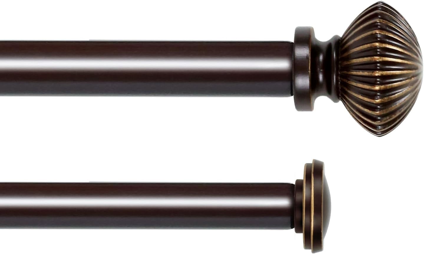 eTeckram 5/8" Double Curtain Rod with Bateau Finials,Bronze Gold,84‘’-120‘’