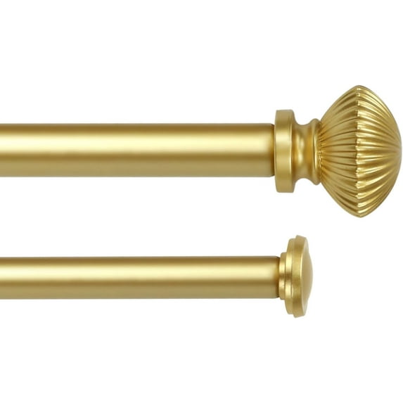 eTeckram 5/8" Double Curtain Rod with Bateau Finials,Gold,28‘’-48‘’