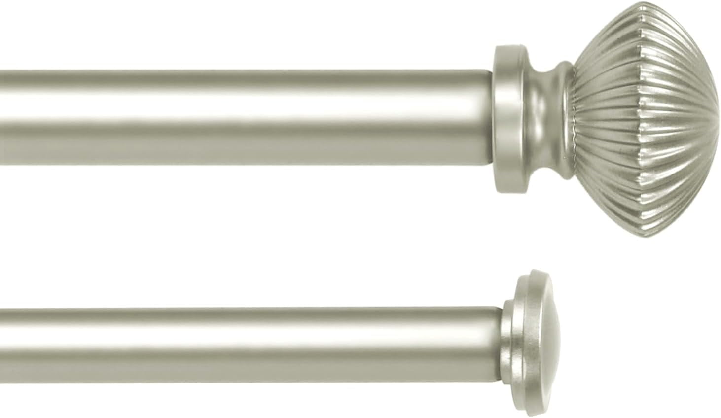 eTeckram 5/8" Double Curtain Rod with Bateau Finials,Pewter,28‘’-48‘’