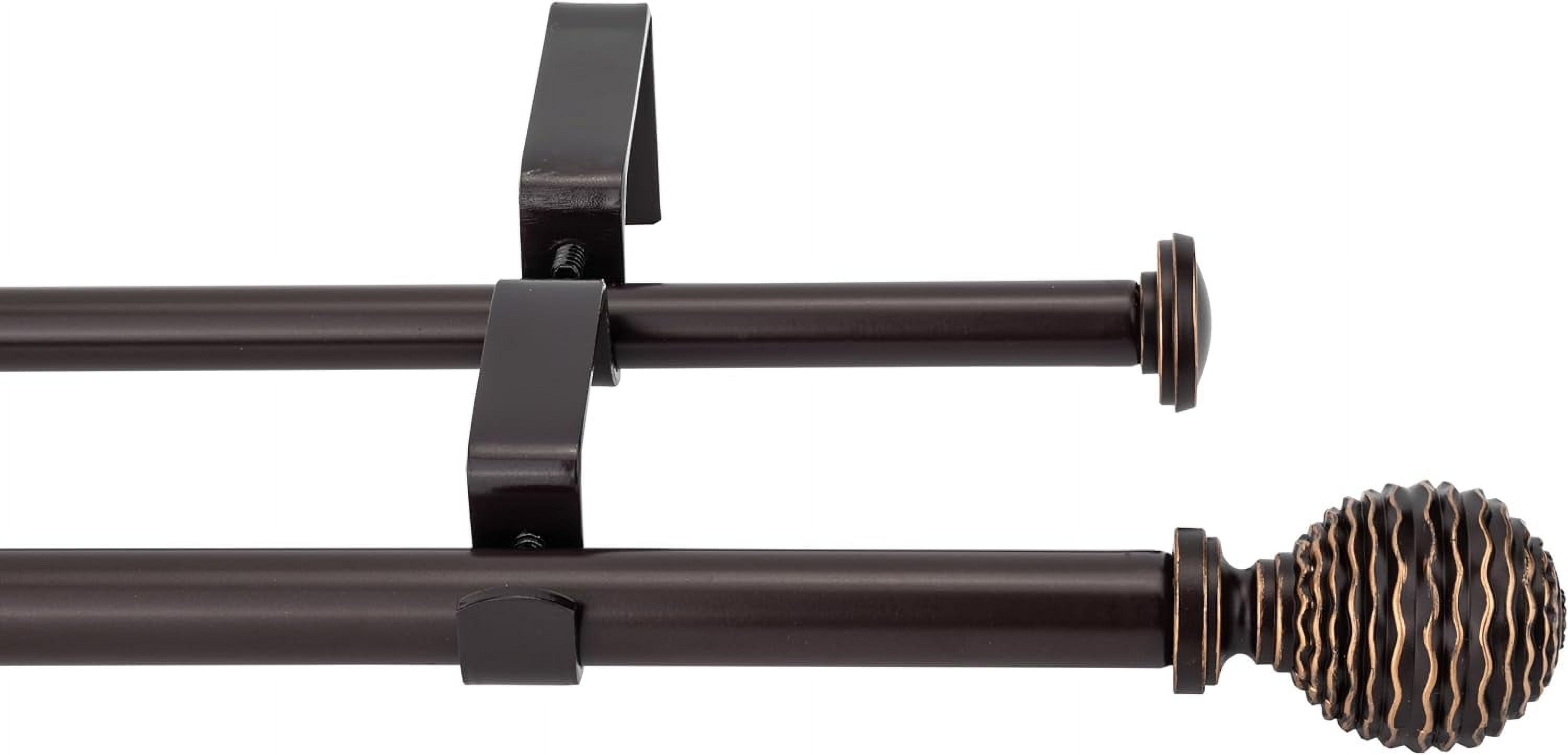 eTeckram 5/8" Double Curtain Rod with Boule Finials,Bronze Gold,84‘’-120‘’