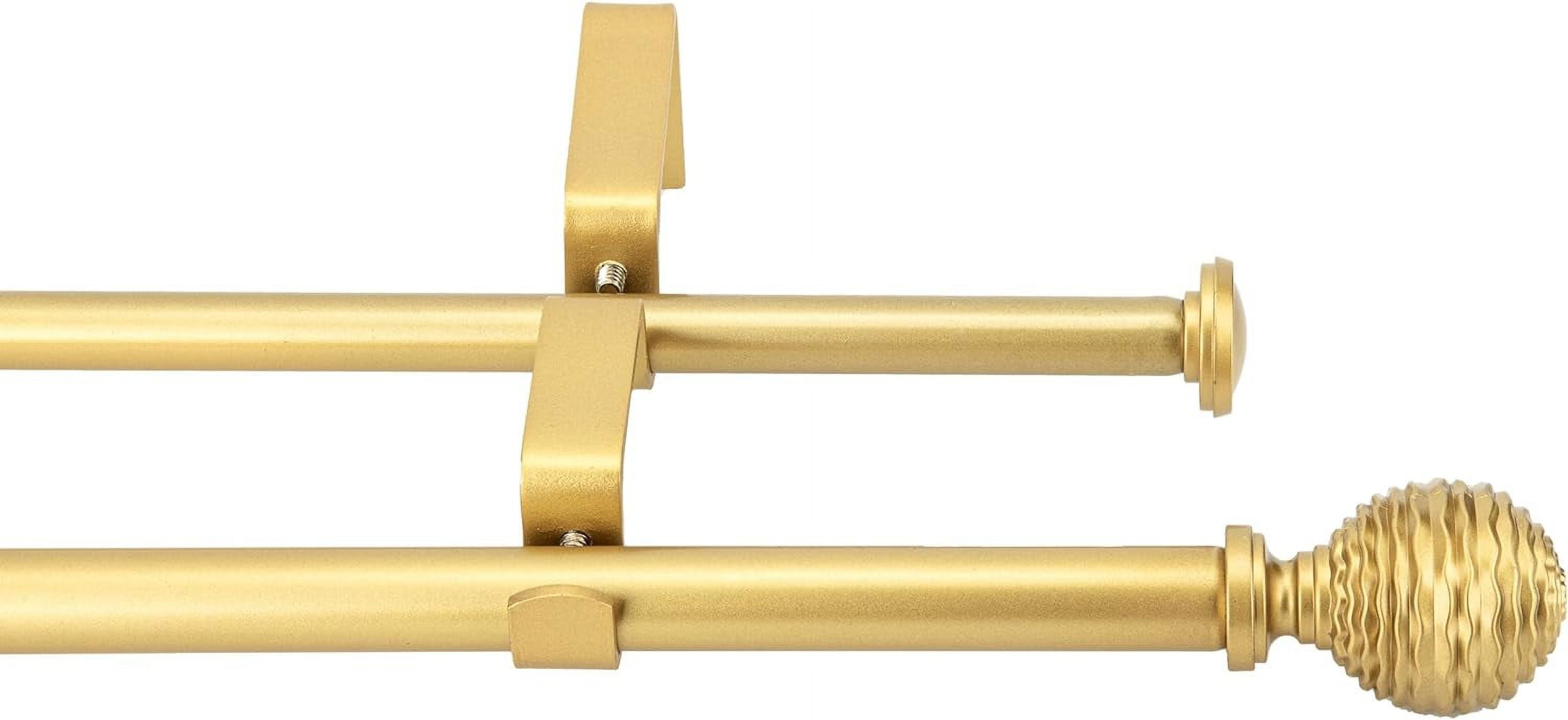 eTeckram 5/8" Double Curtain Rod with Boule Finials,Gold,48‘’-84‘’