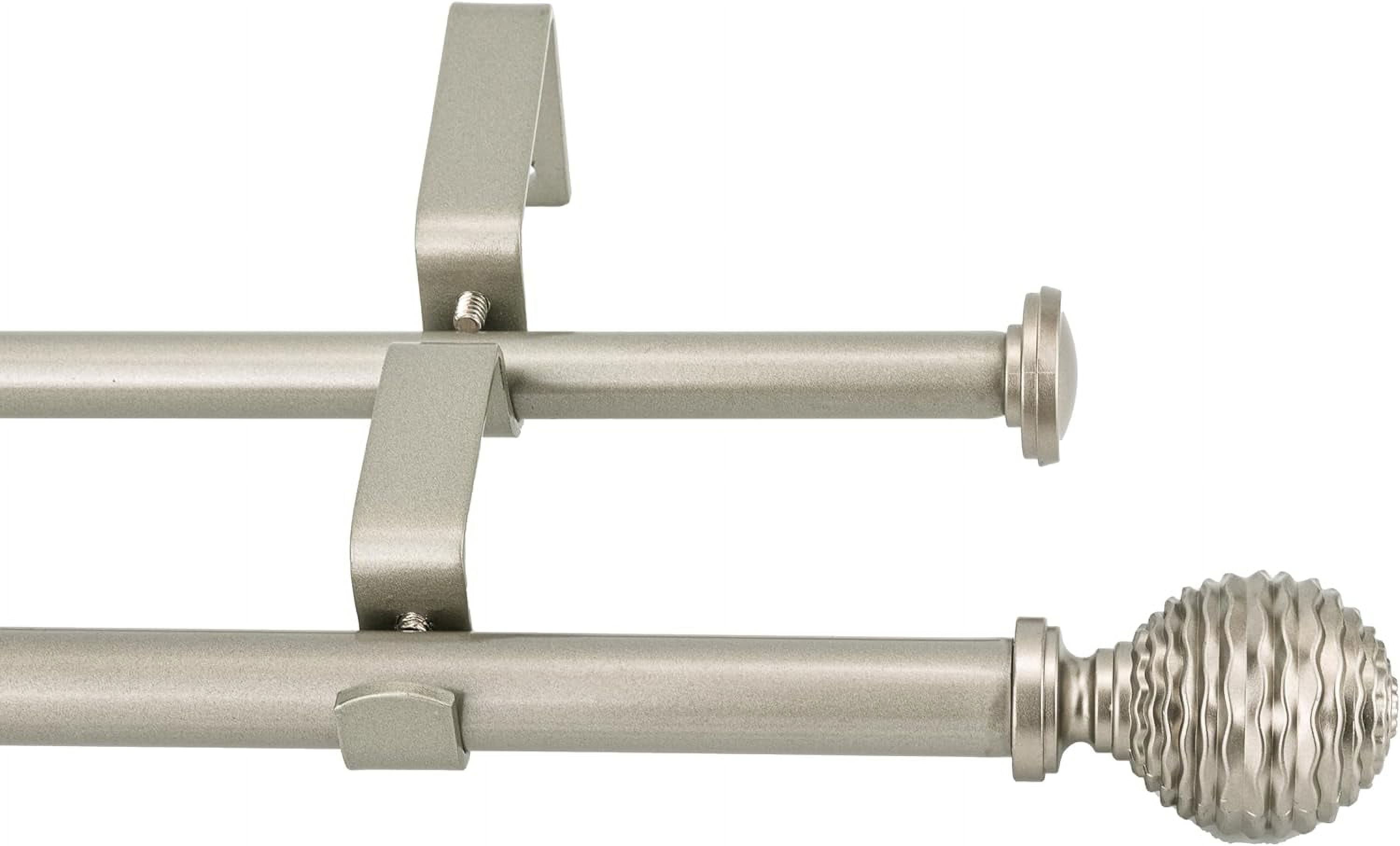 eTeckram 5/8" Double Curtain Rod with Boule Finials,Pewter,28‘’-48‘’