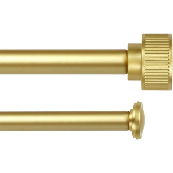 eTeckram 5/8" Double Curtain Rod with Bouton Finials,Gold,28‘’-48‘’