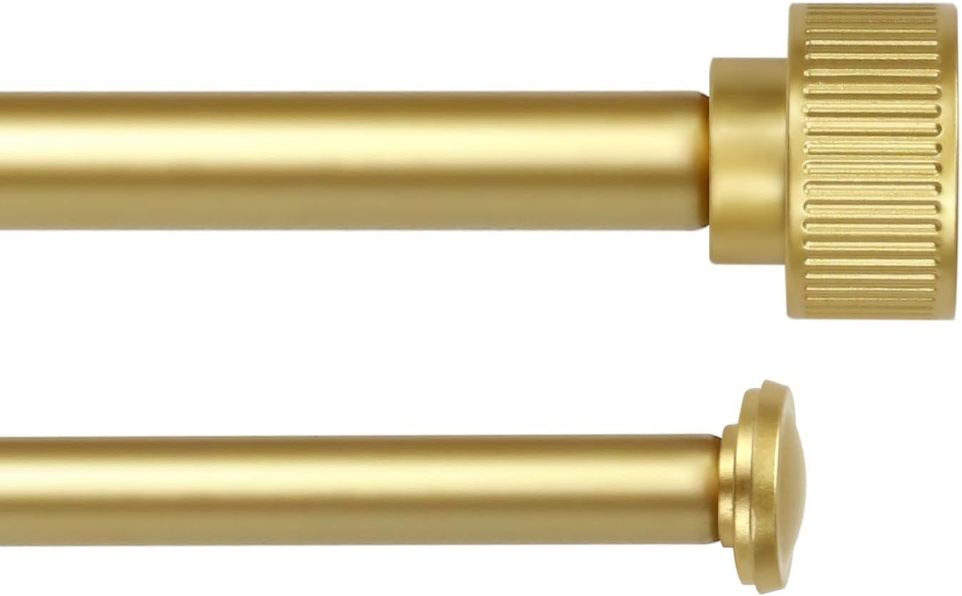 eTeckram 5/8" Double Curtain Rod with Bouton Finials,Gold,48‘’-84‘’