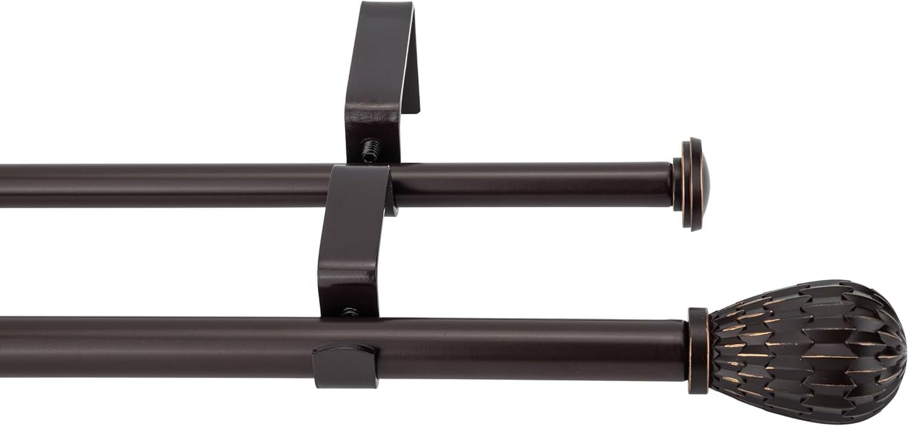 eTeckram 5/8" Double Curtain Rod with Brun Finials,Bronze Gold,84‘’-120‘’