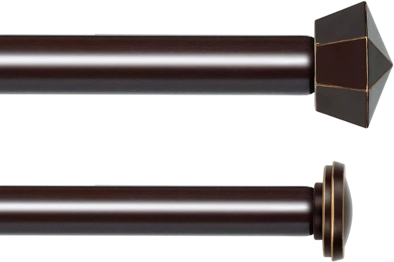 eTeckram 5/8" Double Curtain Rod with Chiodo Finials,Bronze Gold,48‘’-84‘’