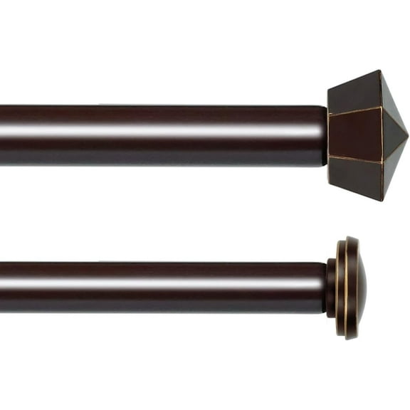 eTeckram 5/8" Double Curtain Rod with Chiodo Finials,Bronze Gold,48‘’-84‘’