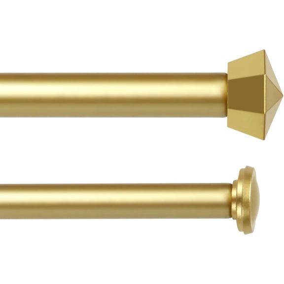 eTeckram 5/8" Double Curtain Rod with Chiodo Finials,Gold,84‘’-120‘’