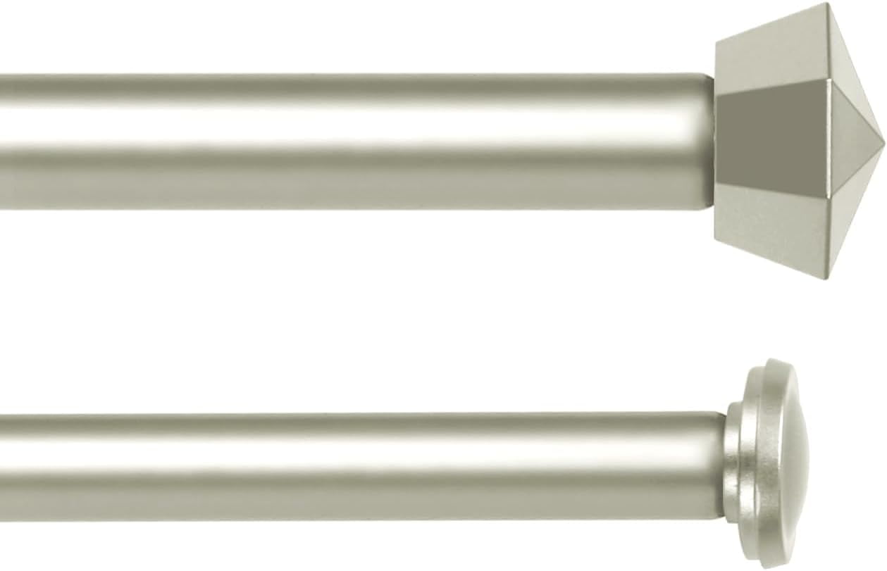 eTeckram 5/8" Double Curtain Rod with Chiodo Finials,Pewter,48‘’-84‘’