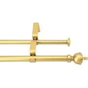 eTeckram 5/8" Double Curtain Rod with Nerveux Finials,Gold,28‘’-48‘’