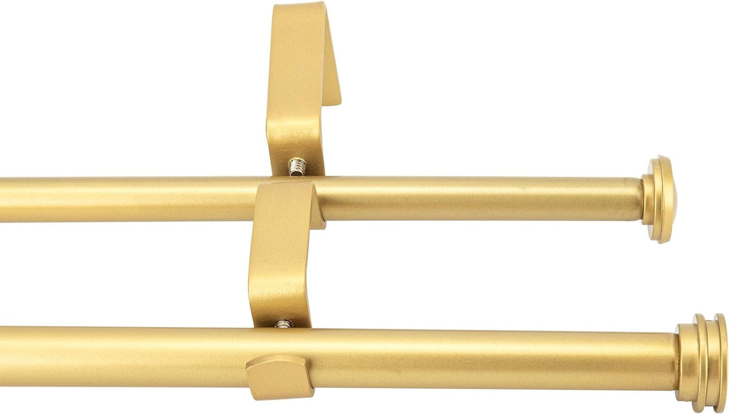 eTeckram 5/8" Double Curtain Rod with Nerveux Finials,Gold,48‘’-84‘’